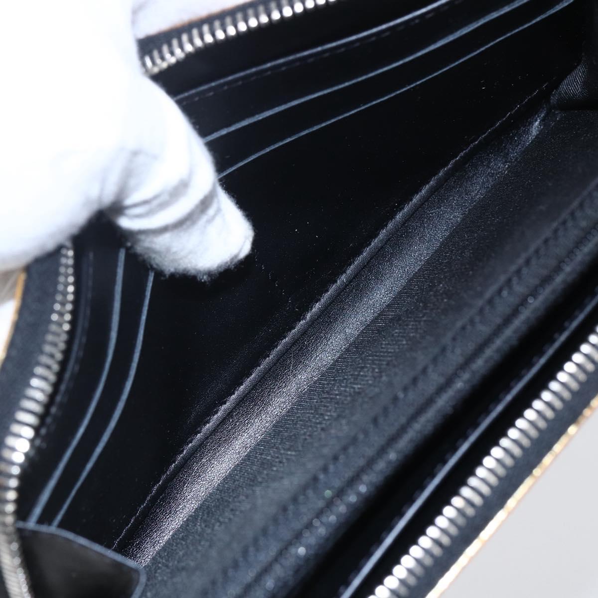 CHANEL Long Wallet Leather Gold Silver CC Auth BA7285