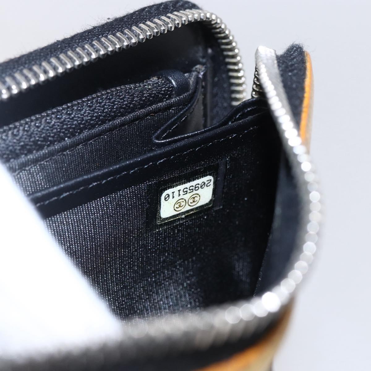 CHANEL Long Wallet Leather Gold Silver CC Auth BA7285