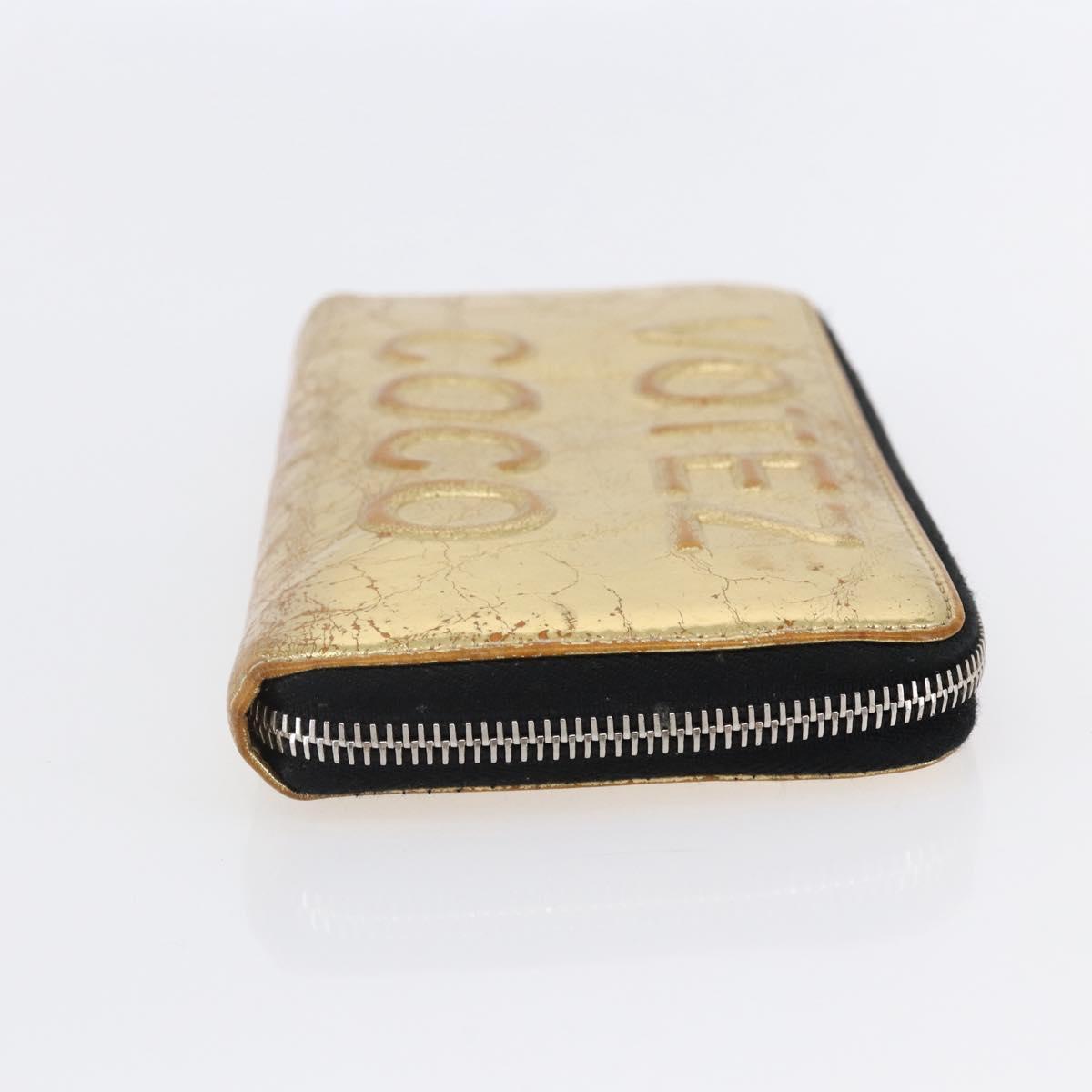 CHANEL Long Wallet Leather Gold Silver CC Auth BA7285