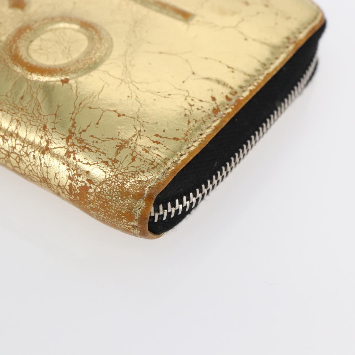 CHANEL Long Wallet Leather Gold Silver CC Auth BA7285