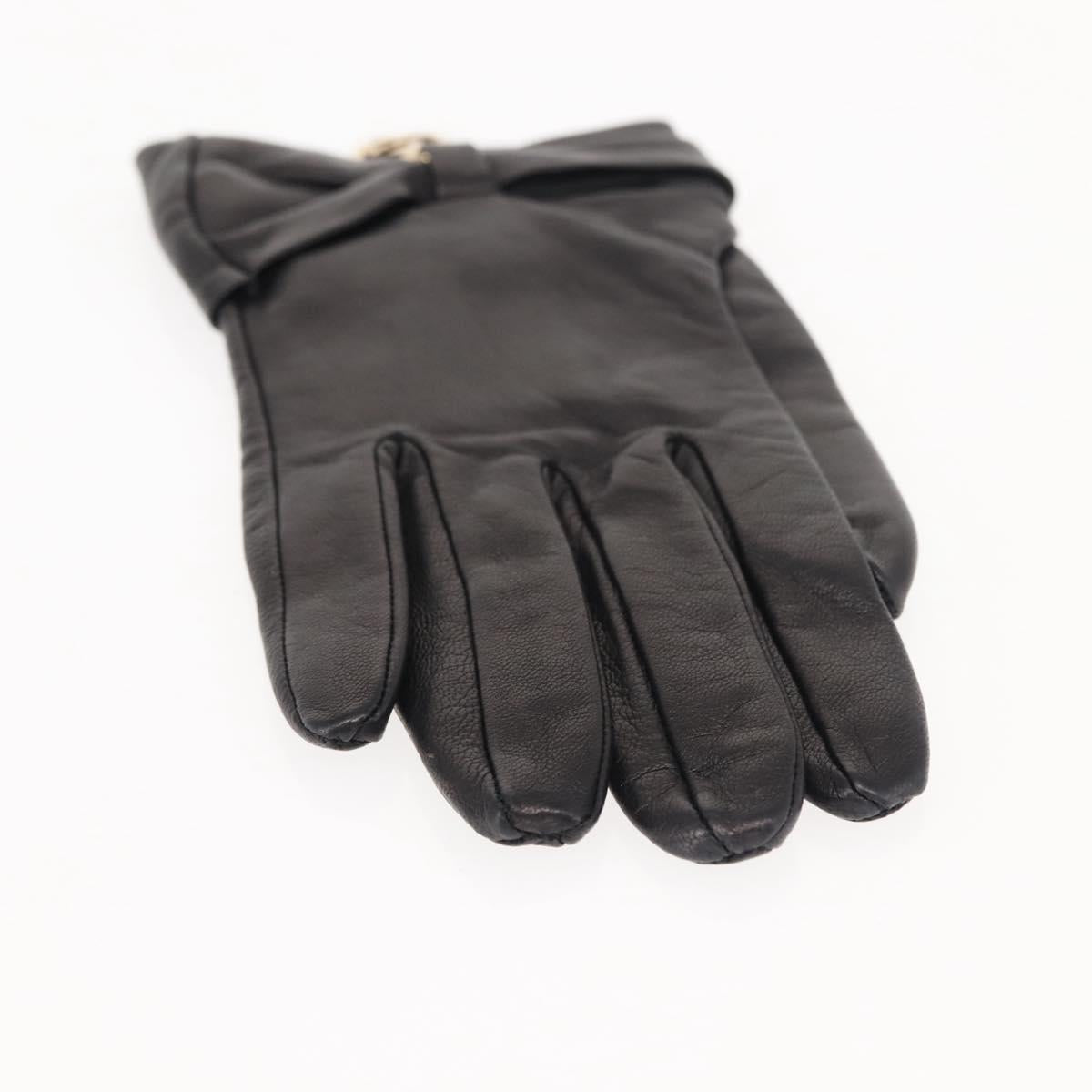 GUCCI Lovely Gloves Leather Black Auth BA7287V