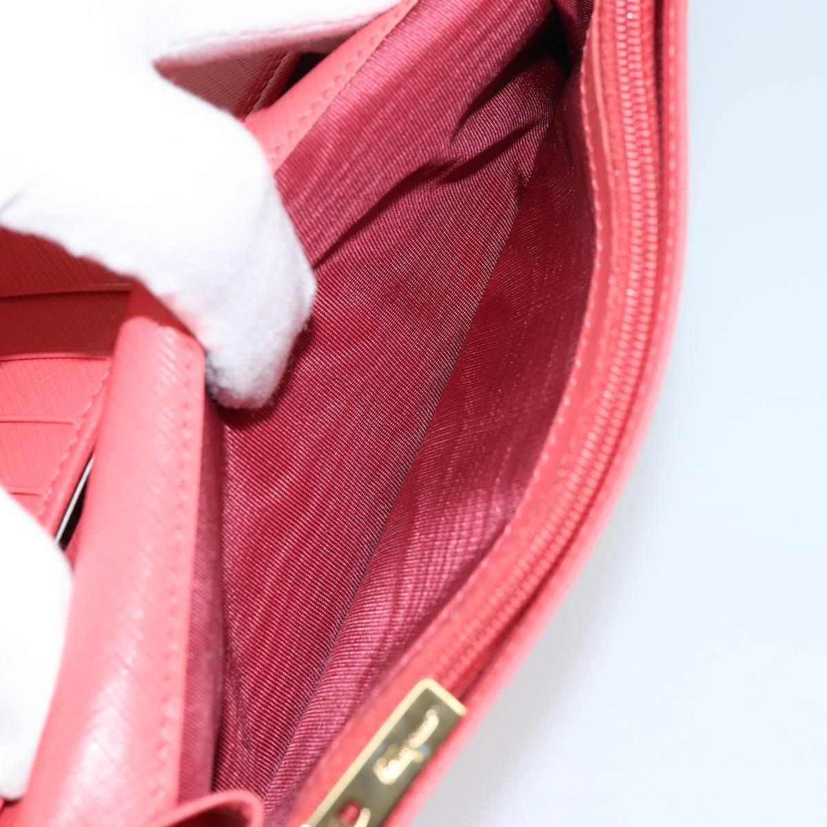 Salvatore Ferragamo Vala Long Wallet Leather Orange Gold Auth BA7289V