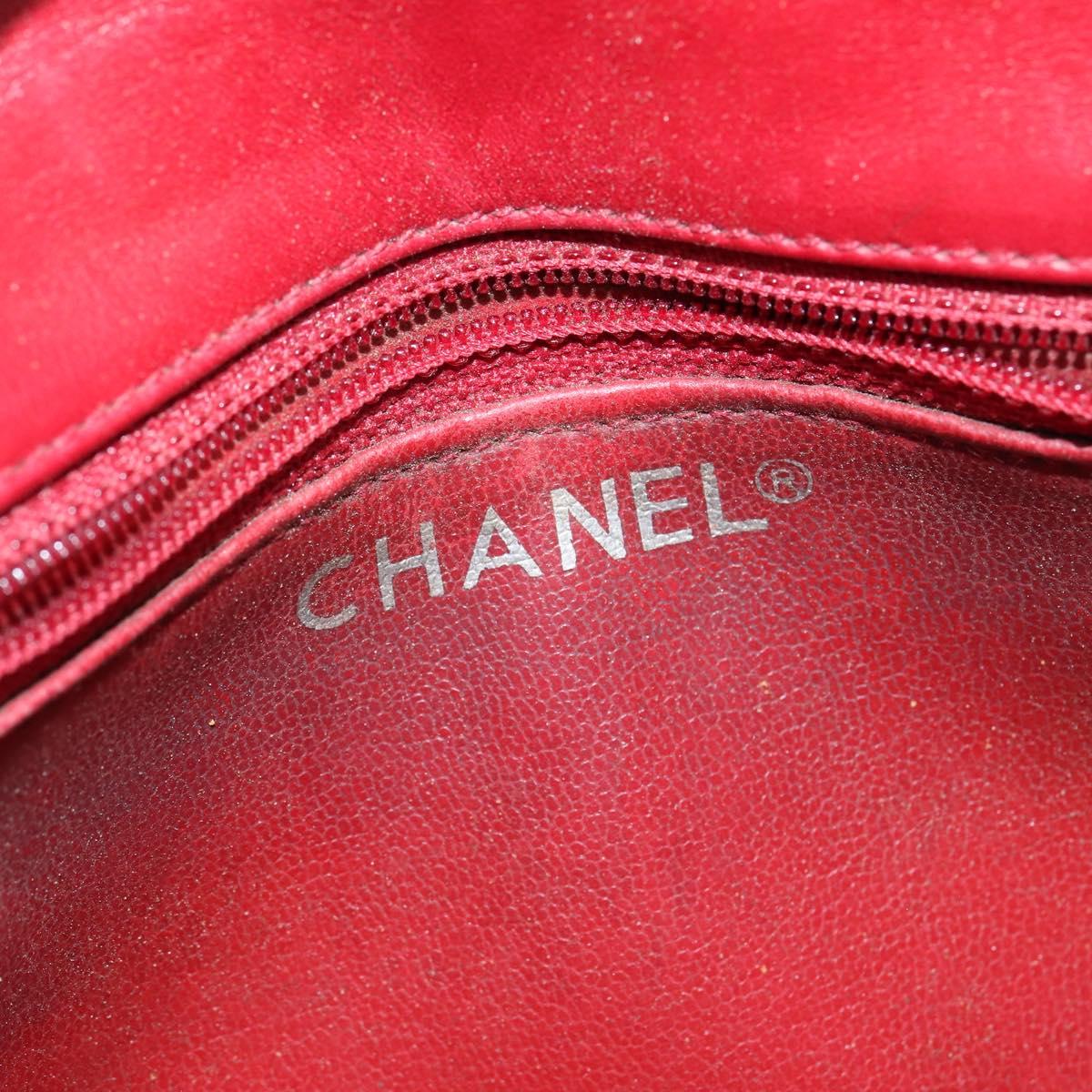 CHANEL Matelasse Waist Bag Lamb Skin Red Gold CC Auth BA7291