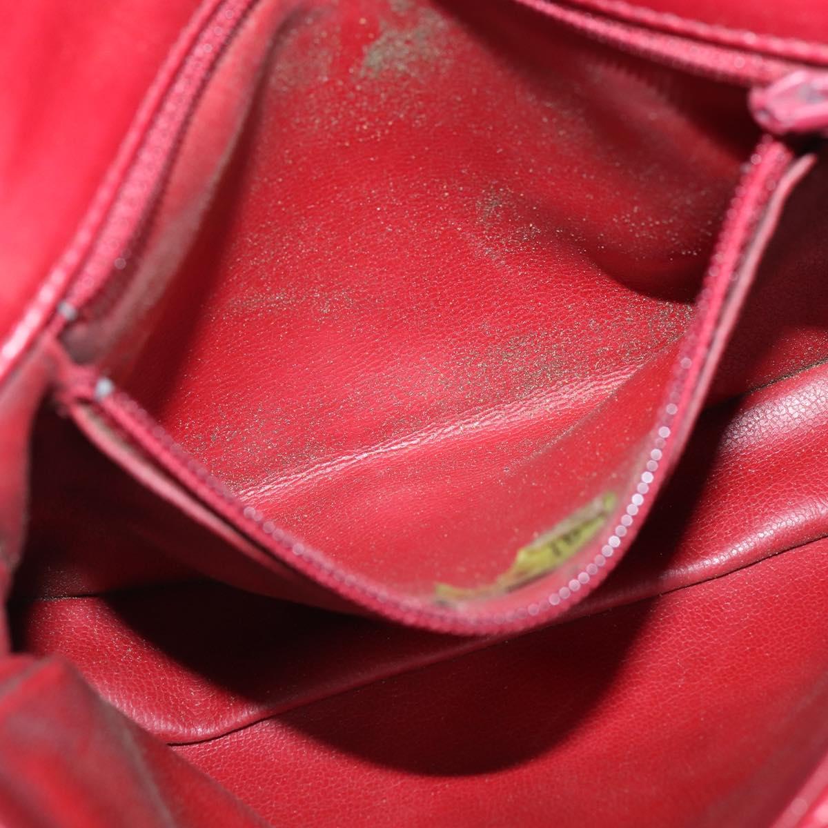 CHANEL Matelasse Waist Bag Lamb Skin Red Gold CC Auth BA7291