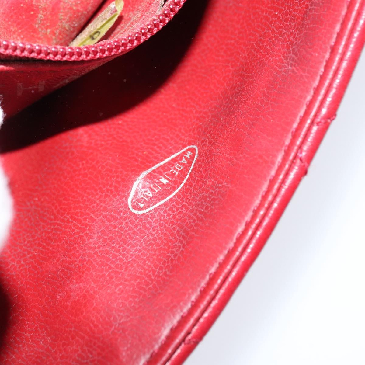 CHANEL Matelasse Waist Bag Lamb Skin Red Gold CC Auth BA7291