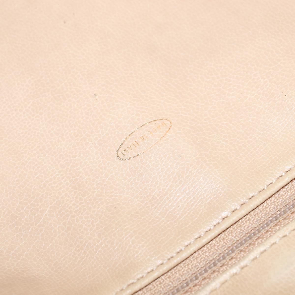 CHANEL Chain V Stitch Shoulder Bag Lamb Skin Beige Gold CC Auth BA7292