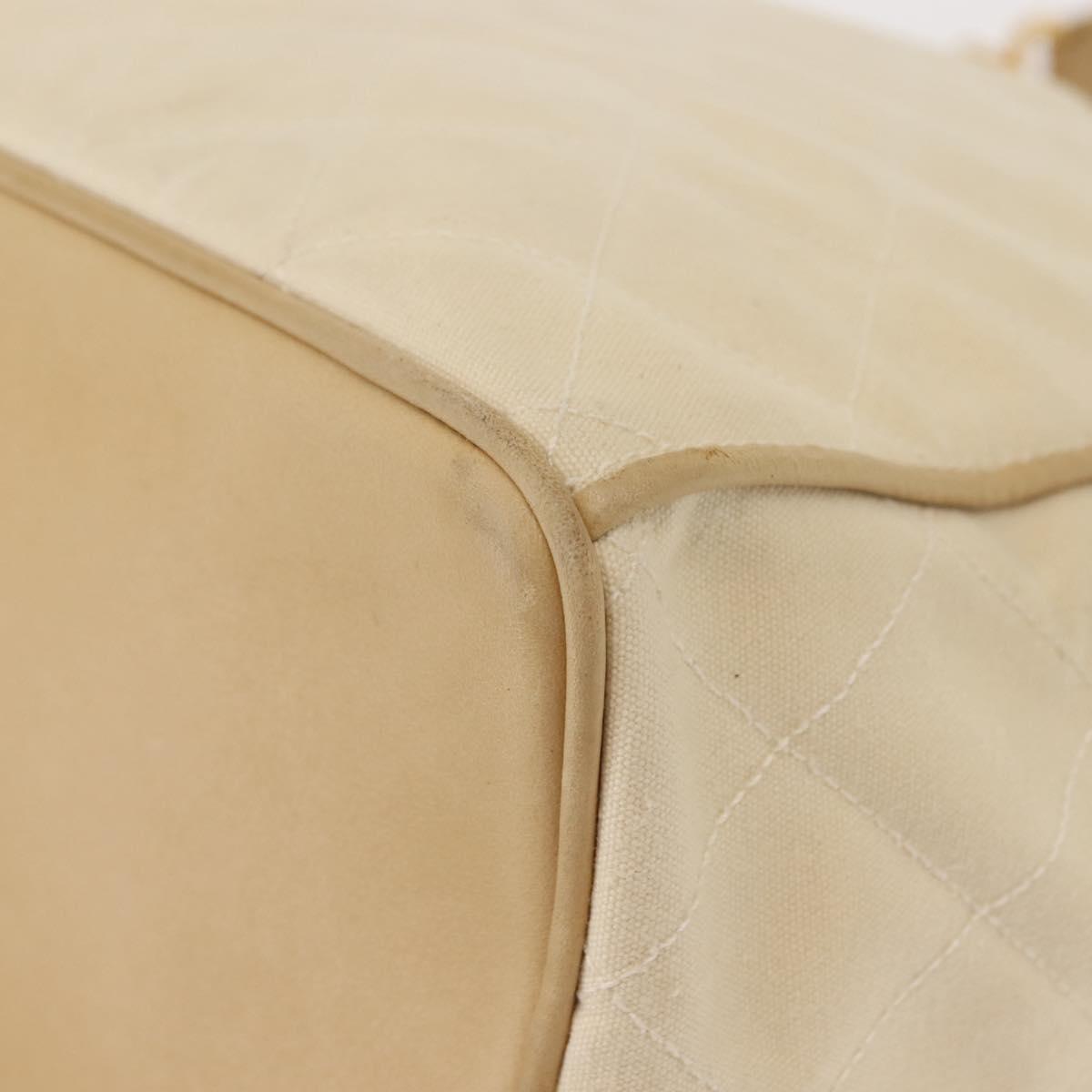 CHANEL Matelasse Chain Shoulder Bag Canvas Beige Gold CC Auth BA7293