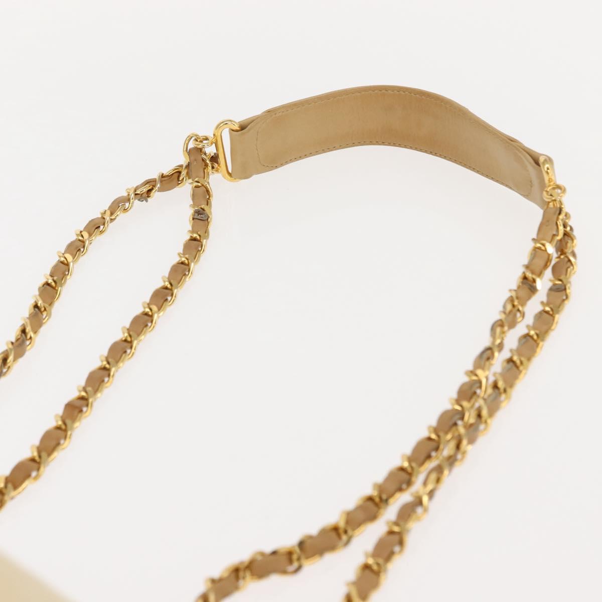 CHANEL Matelasse Chain Shoulder Bag Canvas Beige Gold CC Auth BA7293