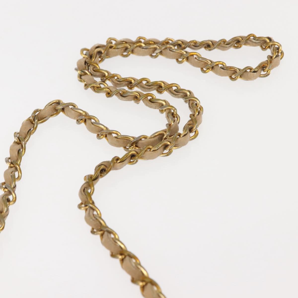 CHANEL Matelasse Chain Shoulder Bag Lamb Skin Beige Gold CC Auth BA7295