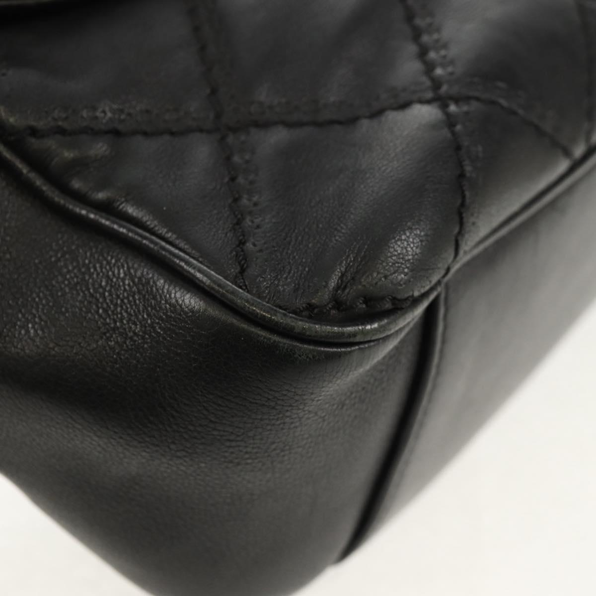 CHANEL Chain Matelasse Shoulder Bag Leather Black Silver CC Auth BA7297V