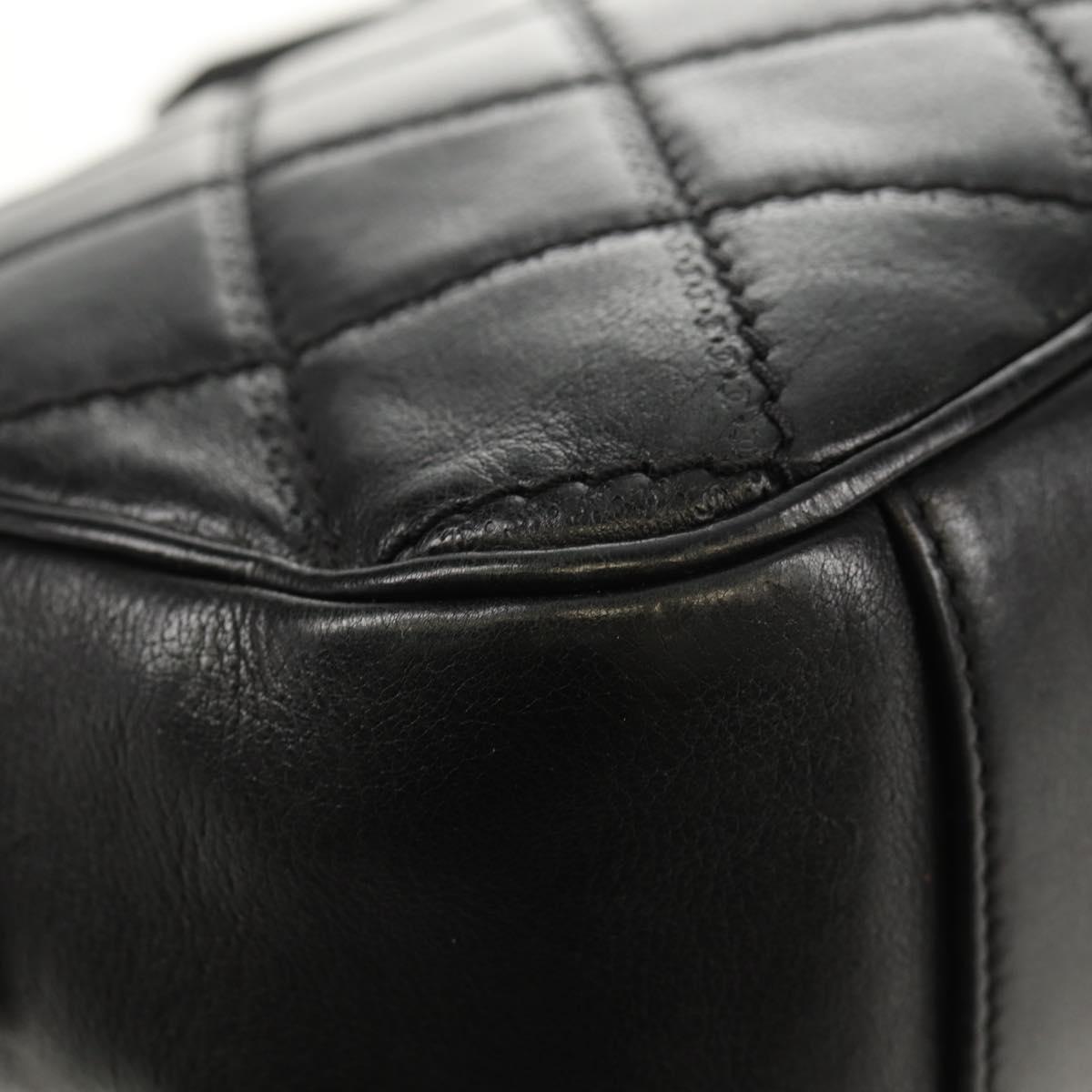 CHANEL Chain Matelasse Shoulder Bag Leather Black Silver CC Auth BA7297V