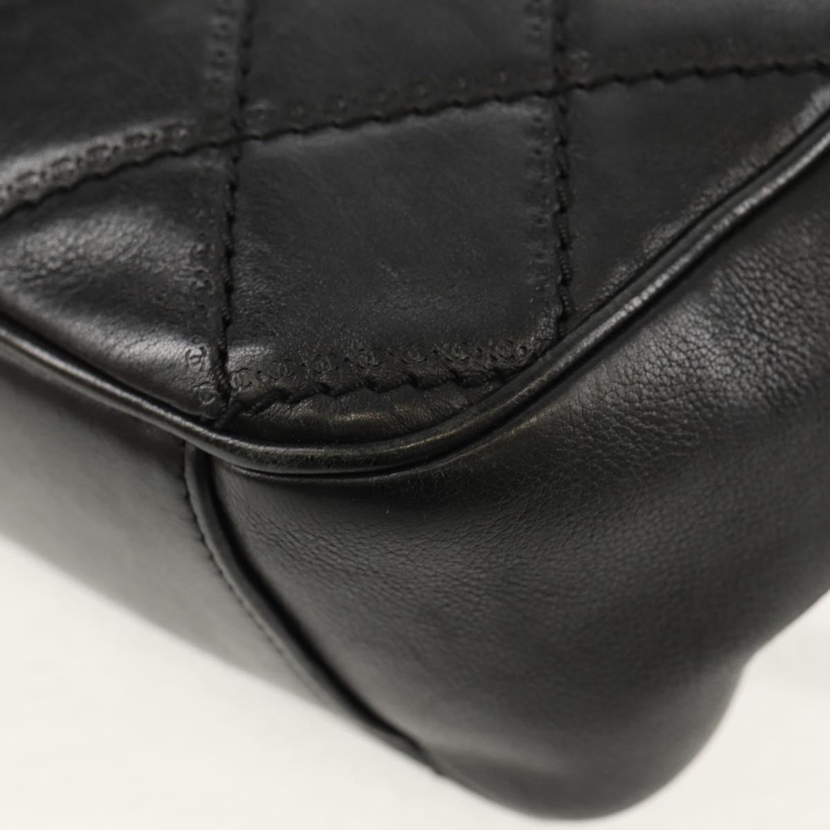 CHANEL Chain Matelasse Shoulder Bag Leather Black Silver CC Auth BA7297V