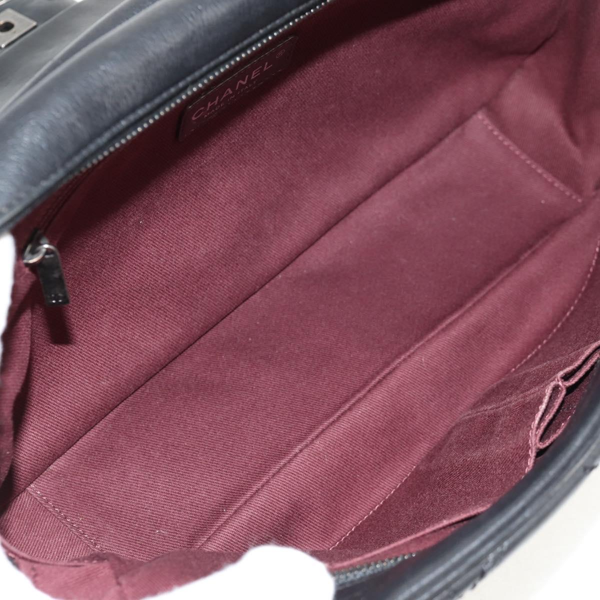 CHANEL Chain Matelasse Shoulder Bag Leather Black Silver CC Auth BA7297V