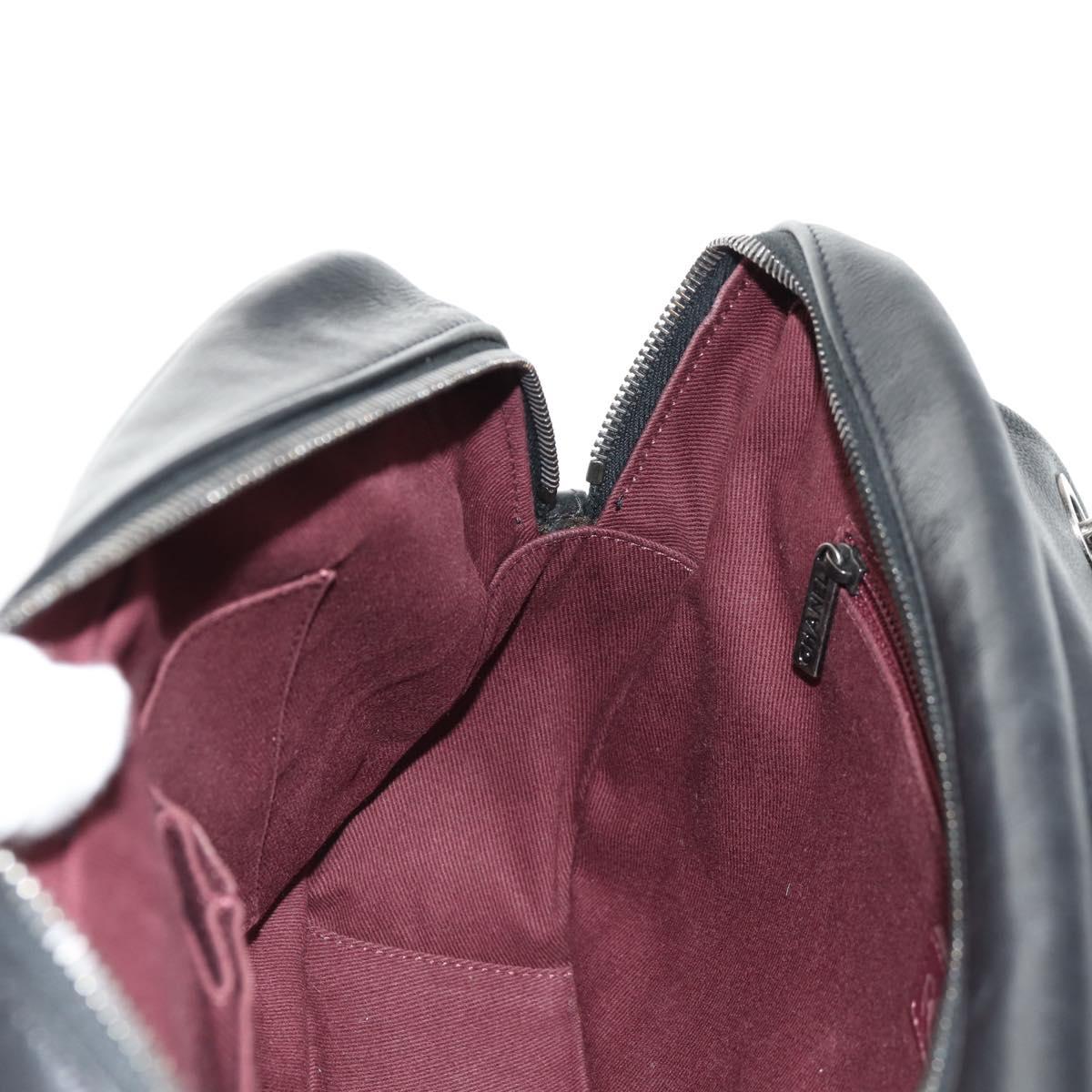 CHANEL Chain Matelasse Shoulder Bag Leather Black Silver CC Auth BA7297V