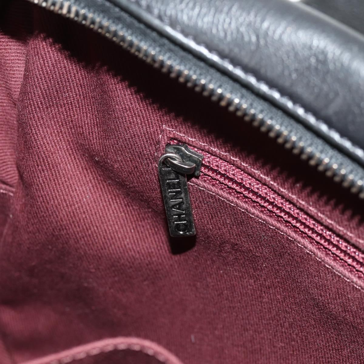 CHANEL Chain Matelasse Shoulder Bag Leather Black Silver CC Auth BA7297V