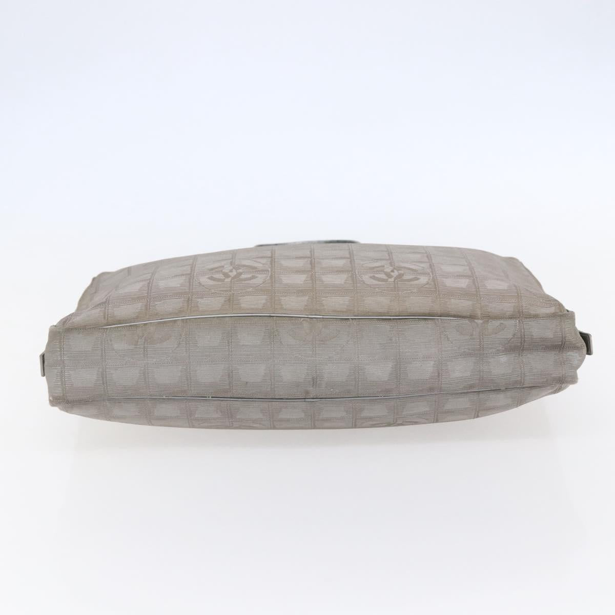 CHANEL New Travel Line Tote Bag Nylon Silver CC Auth BA7299