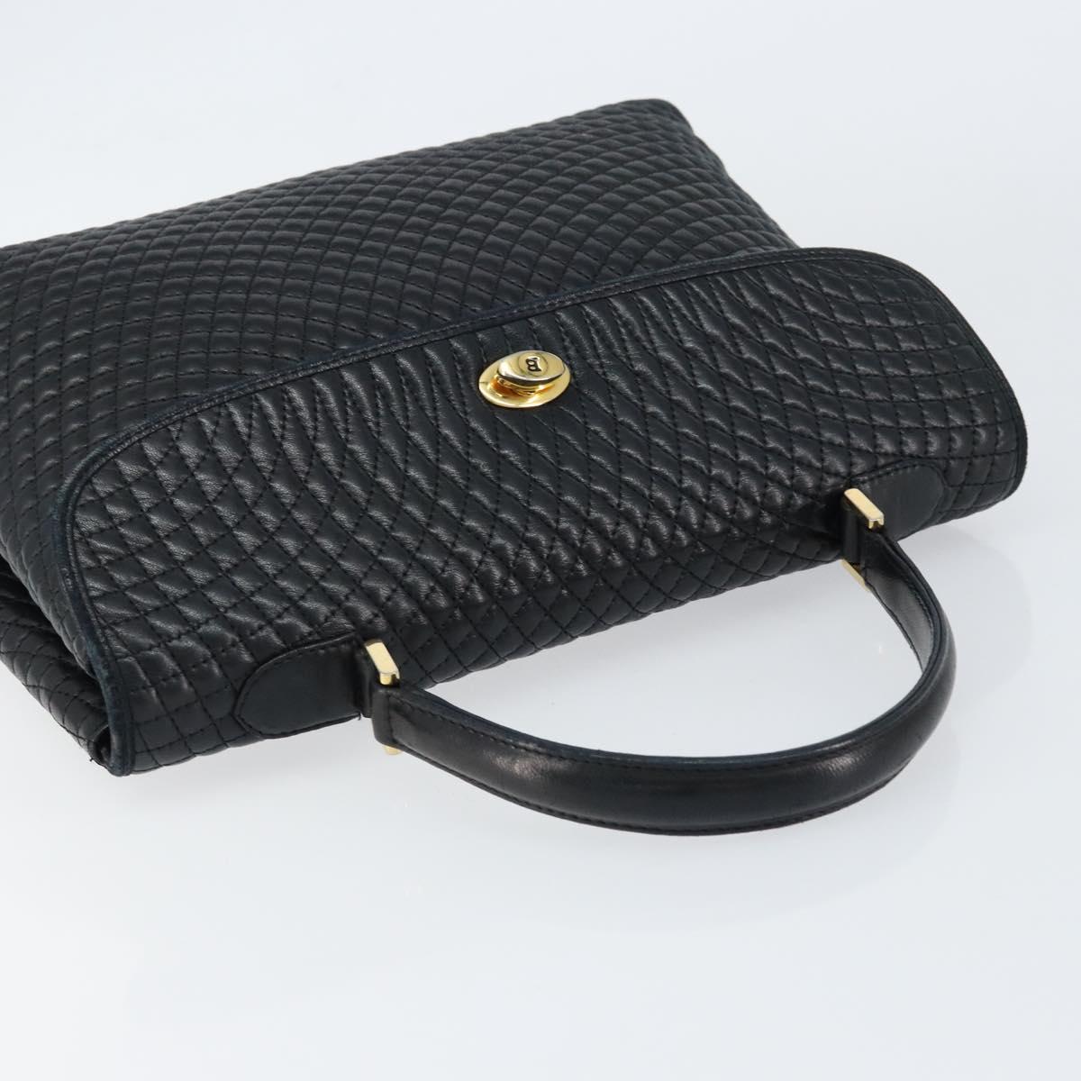 BALLY Hand Bag Leather Black Gold Auth BA7301