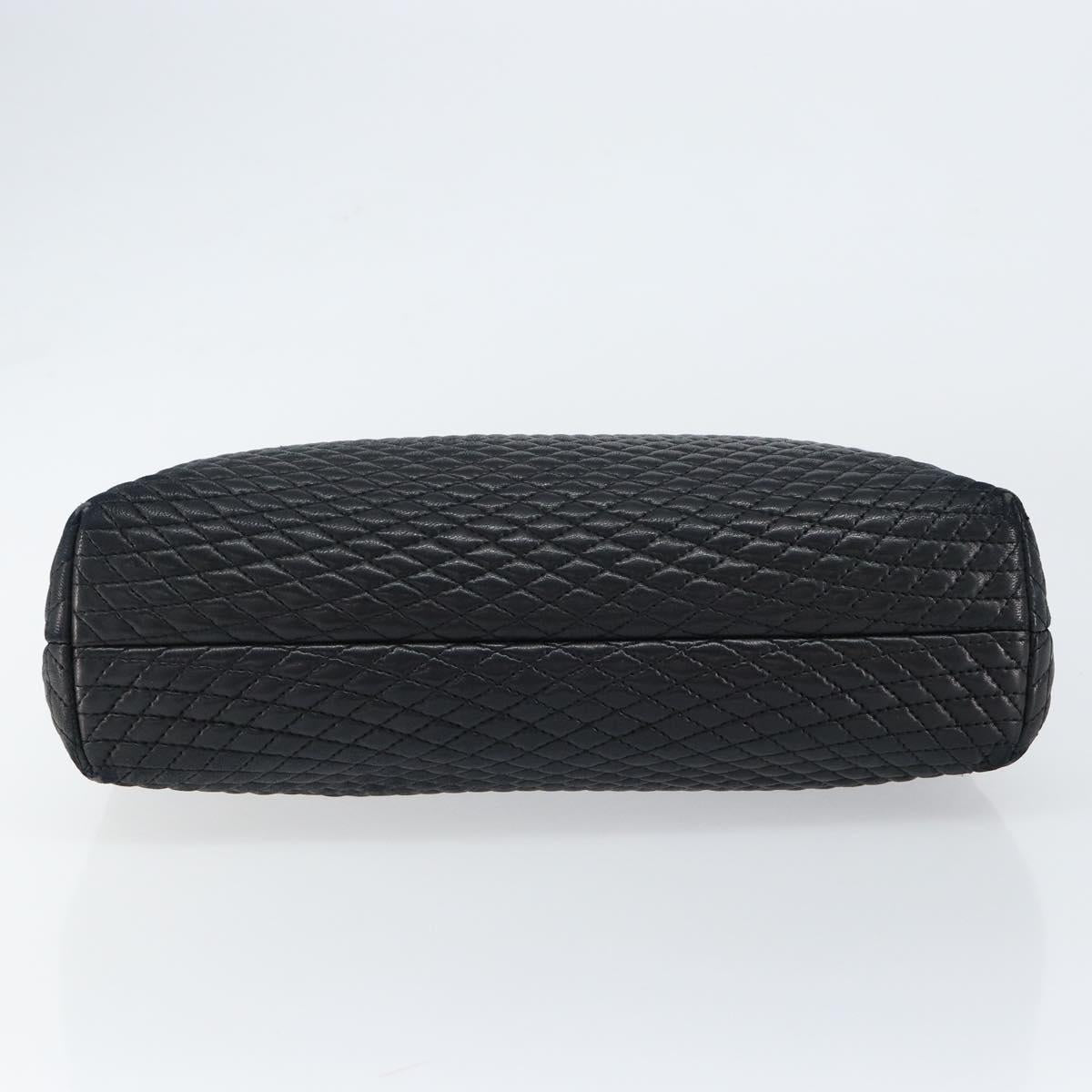 BALLY Hand Bag Leather Black Gold Auth BA7301