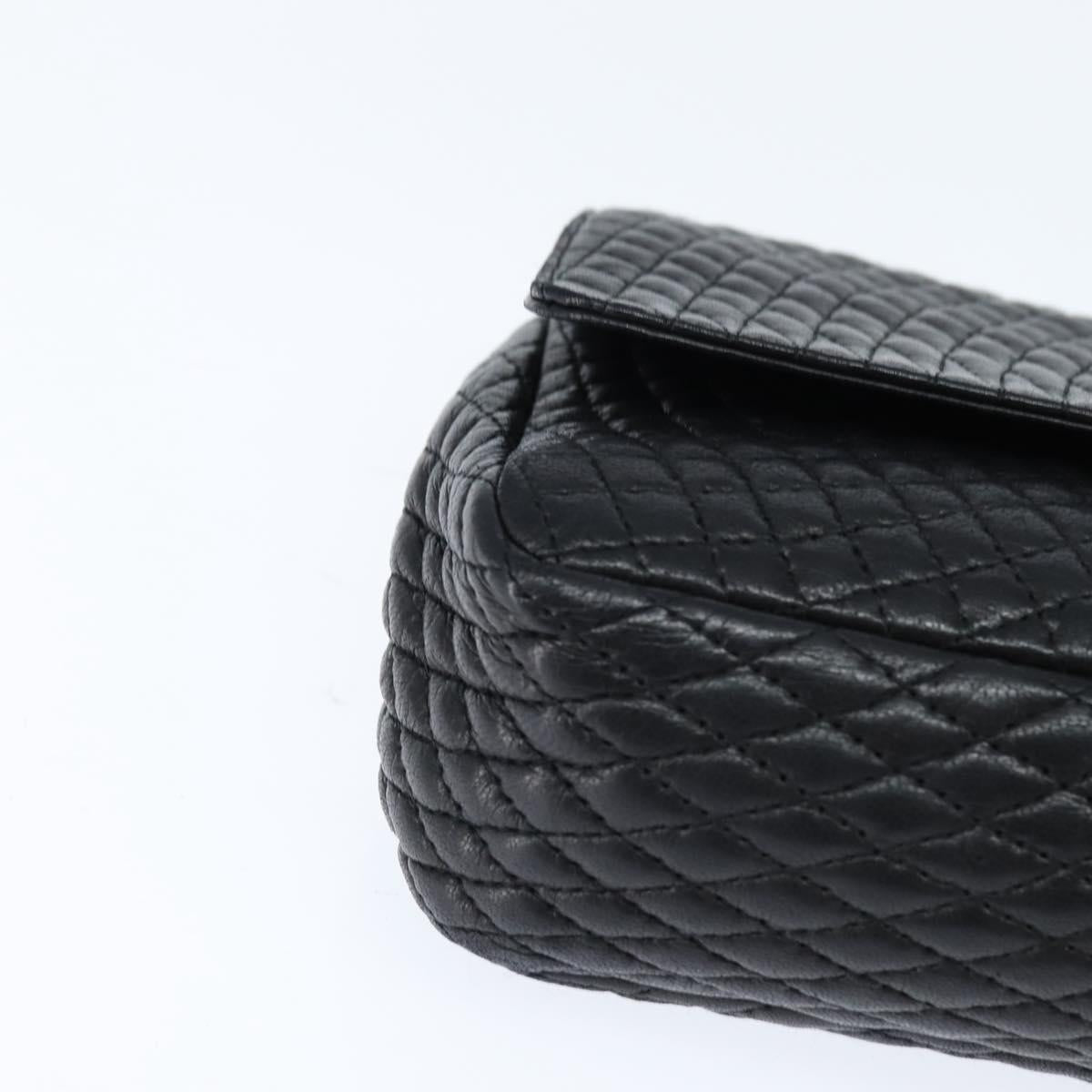 BALLY Chain Shoulder Bag Leather Black Gold Auth BA7302