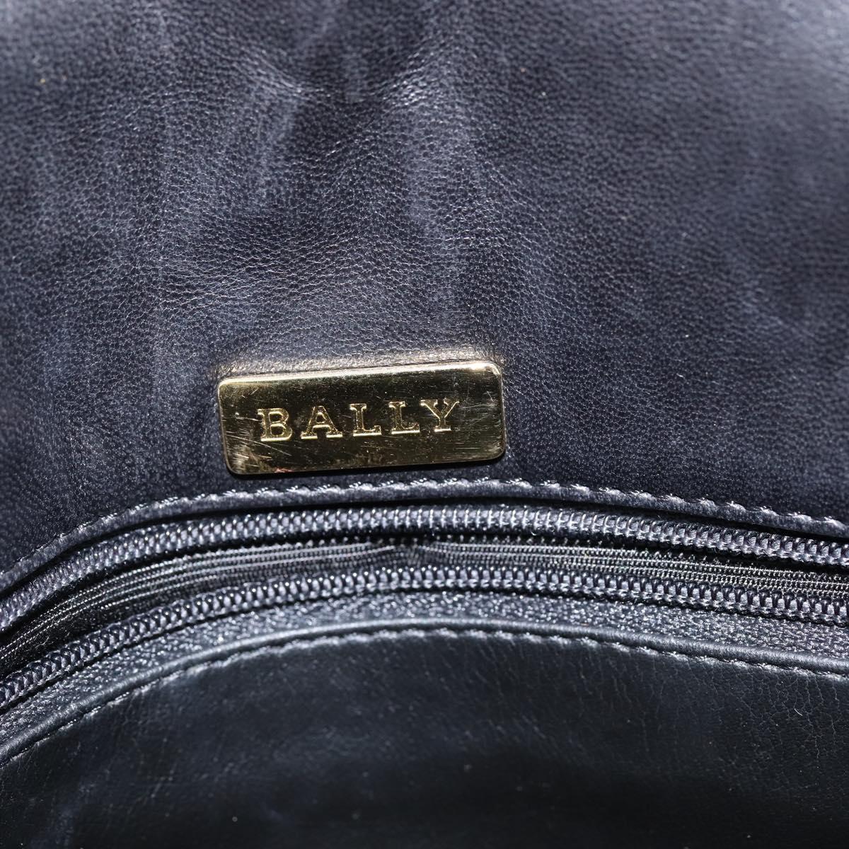 BALLY Chain Shoulder Bag Leather Black Gold Auth BA7303