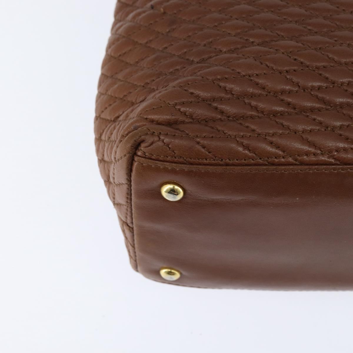 BALLY Tote Bag Leather Brown Gold Auth BA7304