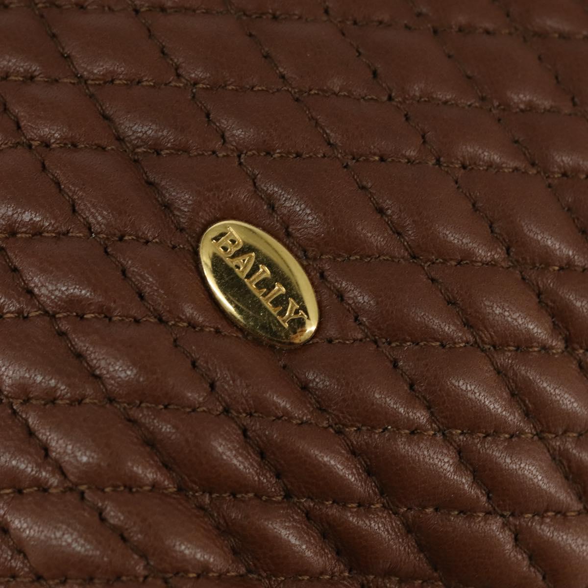 BALLY Tote Bag Leather Brown Gold Auth BA7304