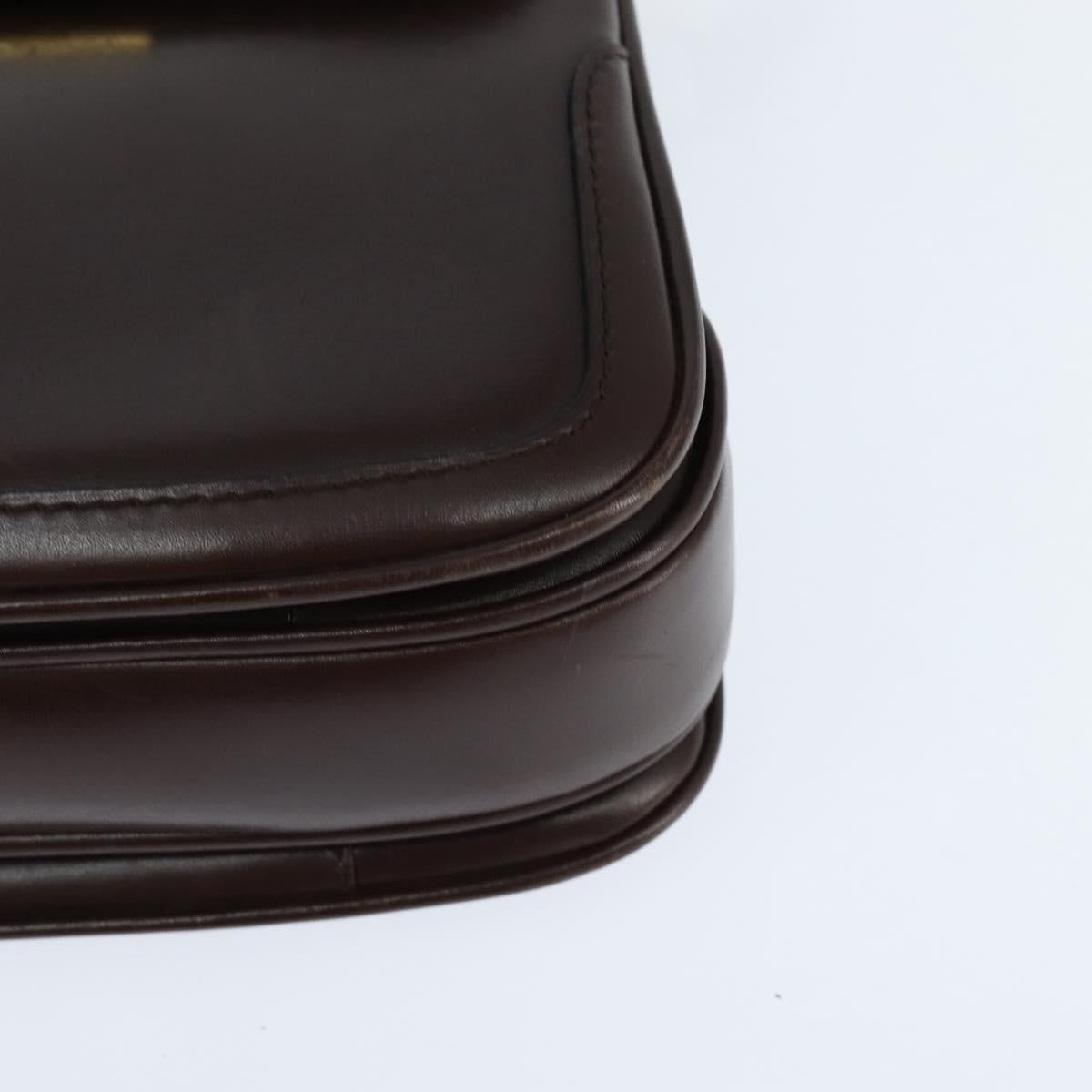 BALLY Shoulder Bag Leather Brown Gold Auth BA7305