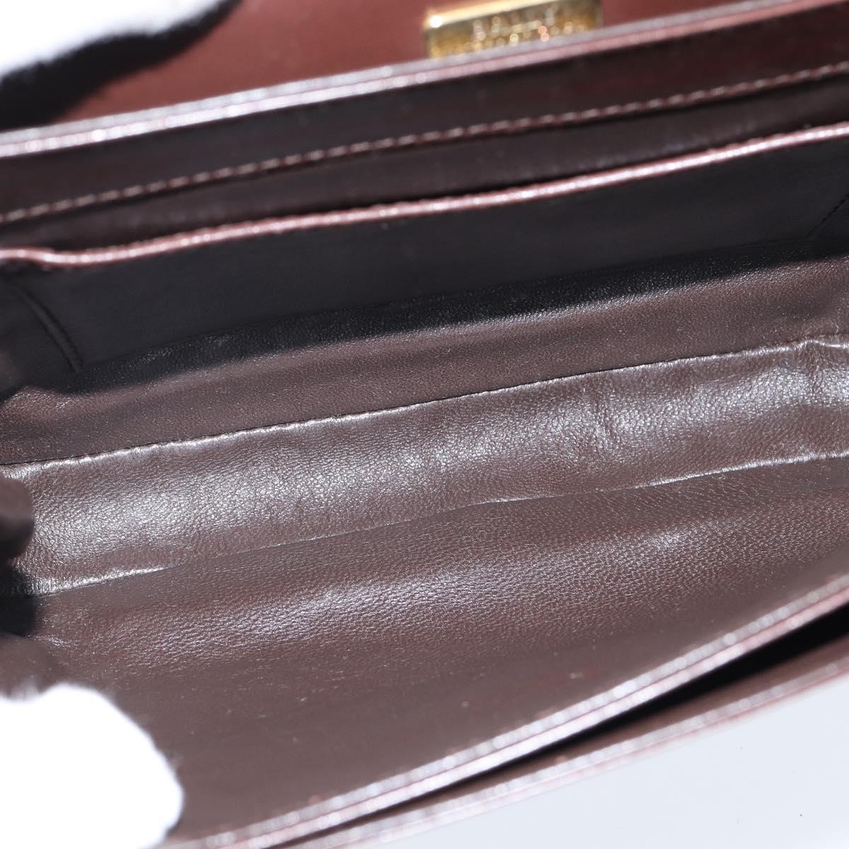 BALLY Shoulder Bag Leather Brown Gold Auth BA7305