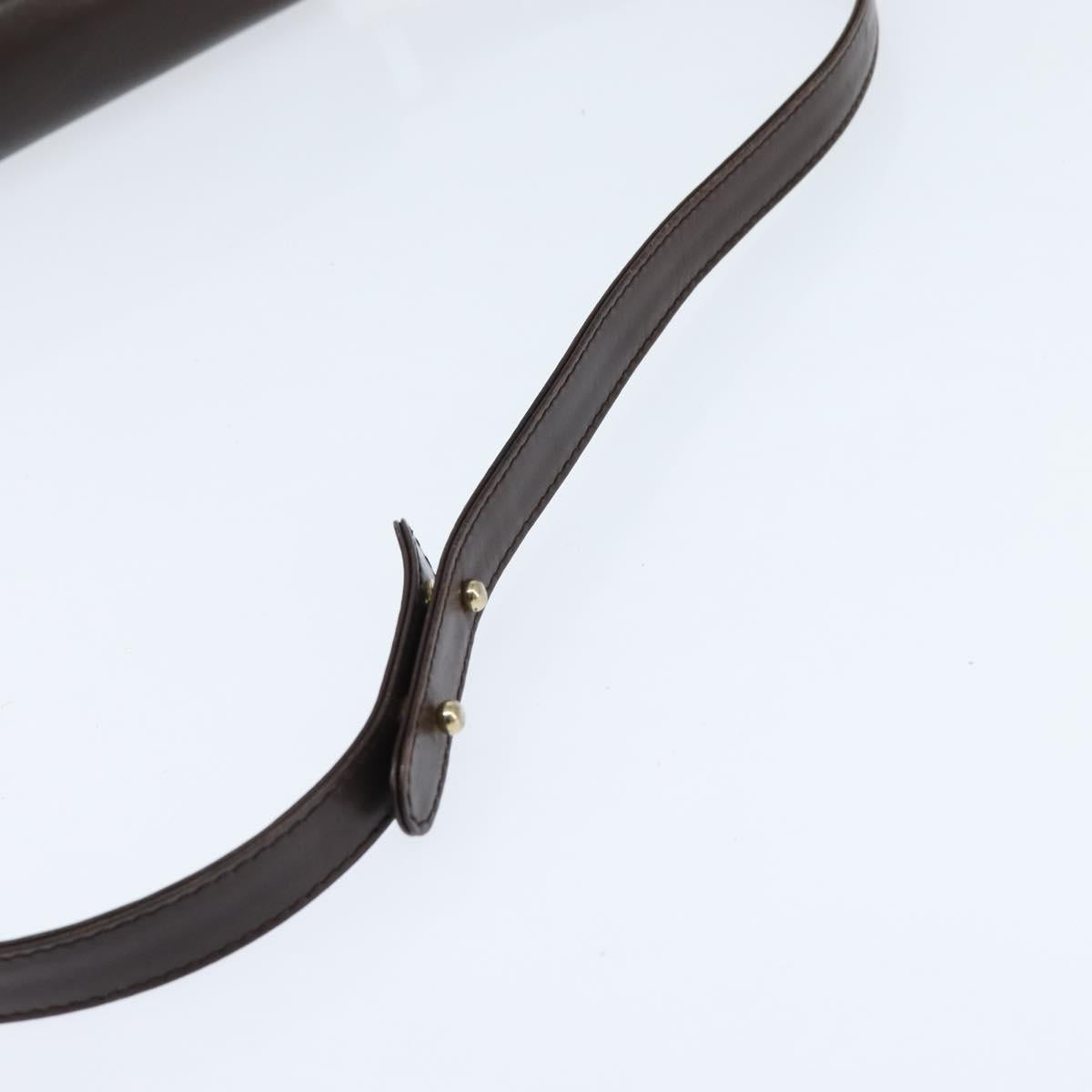 BALLY Shoulder Bag Leather Brown Gold Auth BA7305