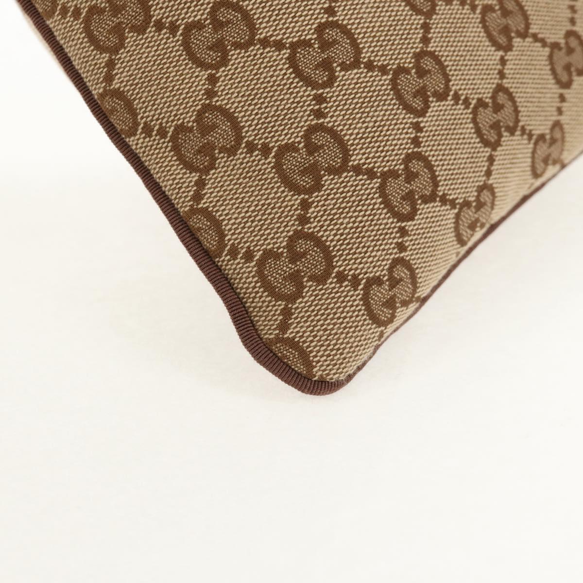 GUCCI GG Canvas Web Sherry Line Drawstring Pouch Beige Gold Auth BA7306M