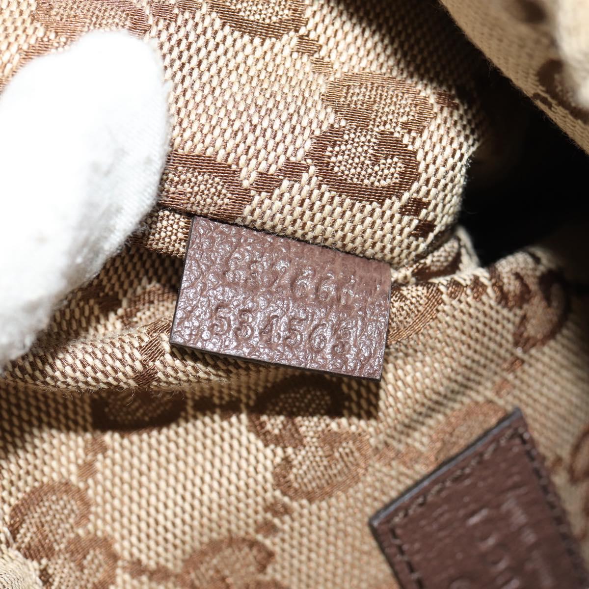 GUCCI GG Canvas Web Sherry Line Drawstring Pouch Beige Gold Auth BA7306M