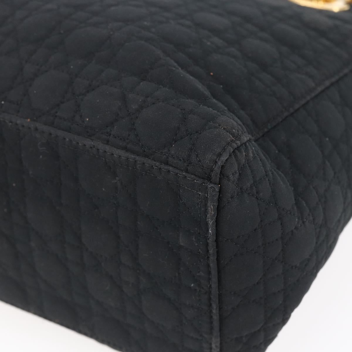 Christian Dior Canage Hand Bag Nylon Black Gold Auth BA7307