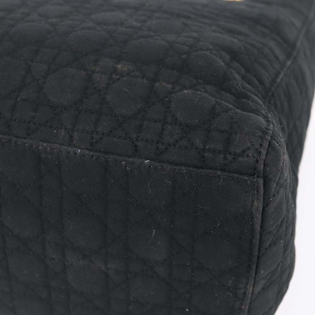 Christian Dior Canage Hand Bag Nylon Black Gold Auth BA7307