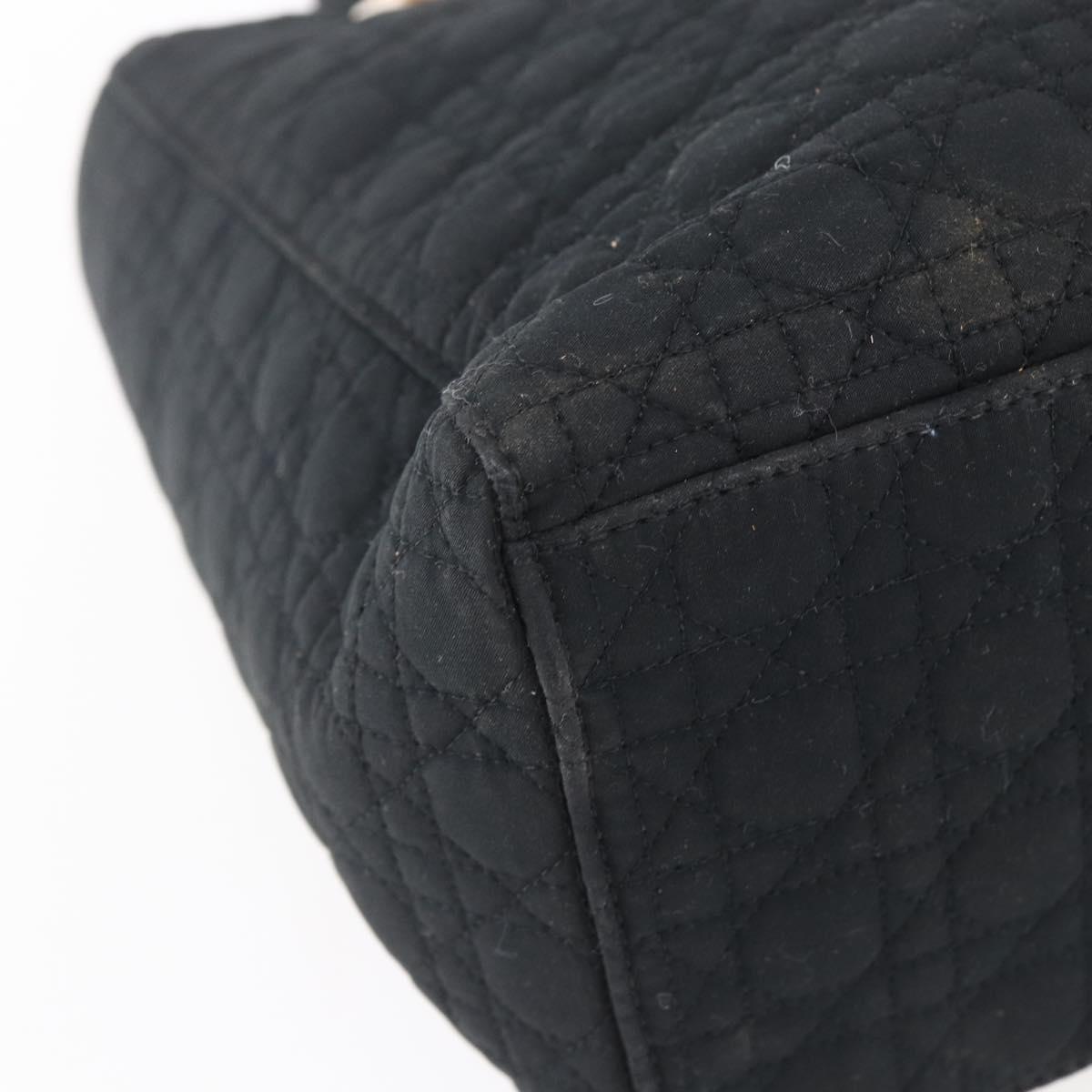 Christian Dior Canage Hand Bag Nylon Black Gold Auth BA7307