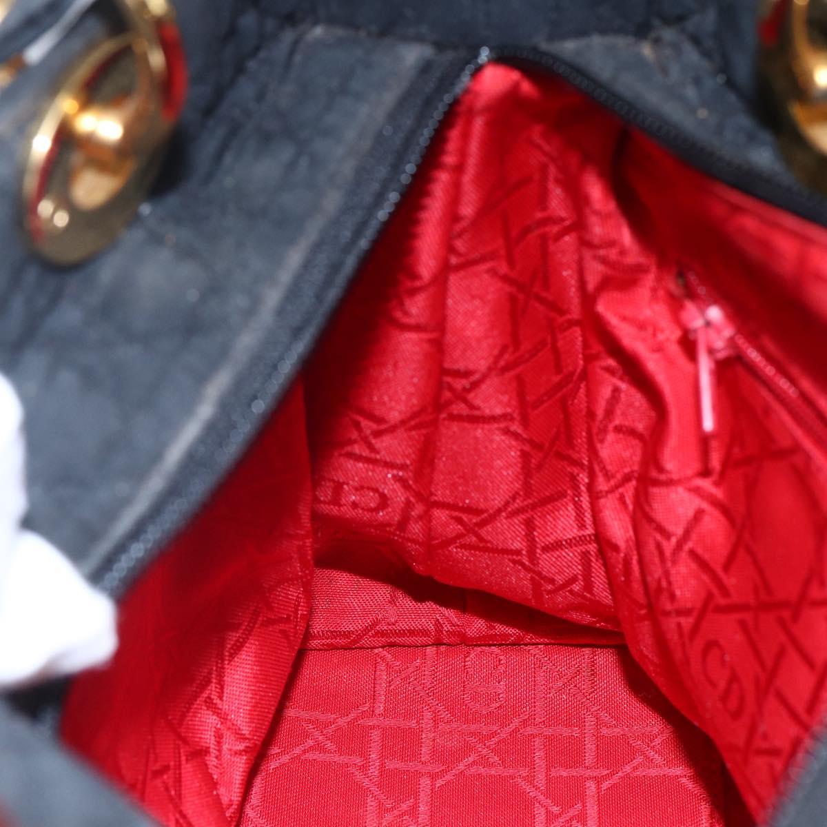 Christian Dior Canage Hand Bag Nylon Black Gold Auth BA7307