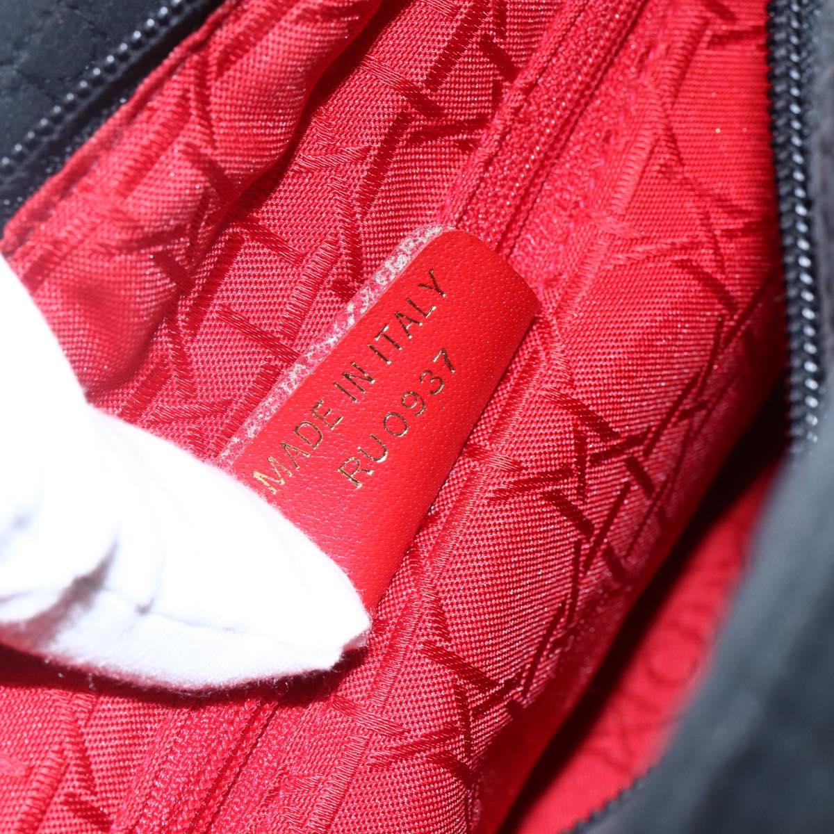 Christian Dior Canage Hand Bag Nylon Black Gold Auth BA7307