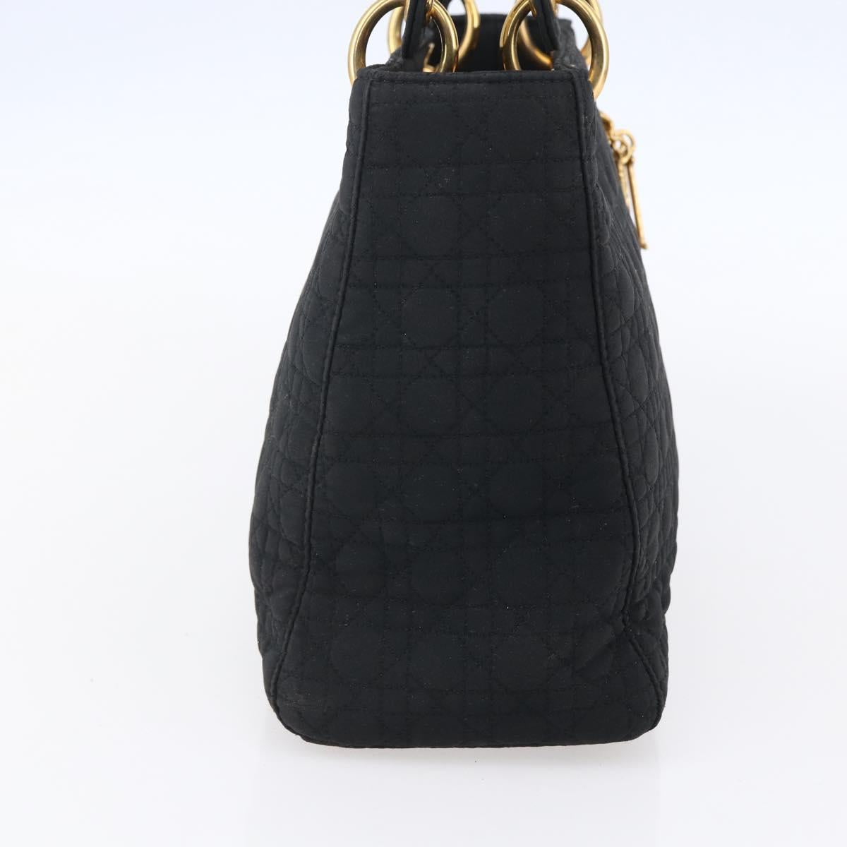 Christian Dior Canage Hand Bag Nylon Black Gold Auth BA7307