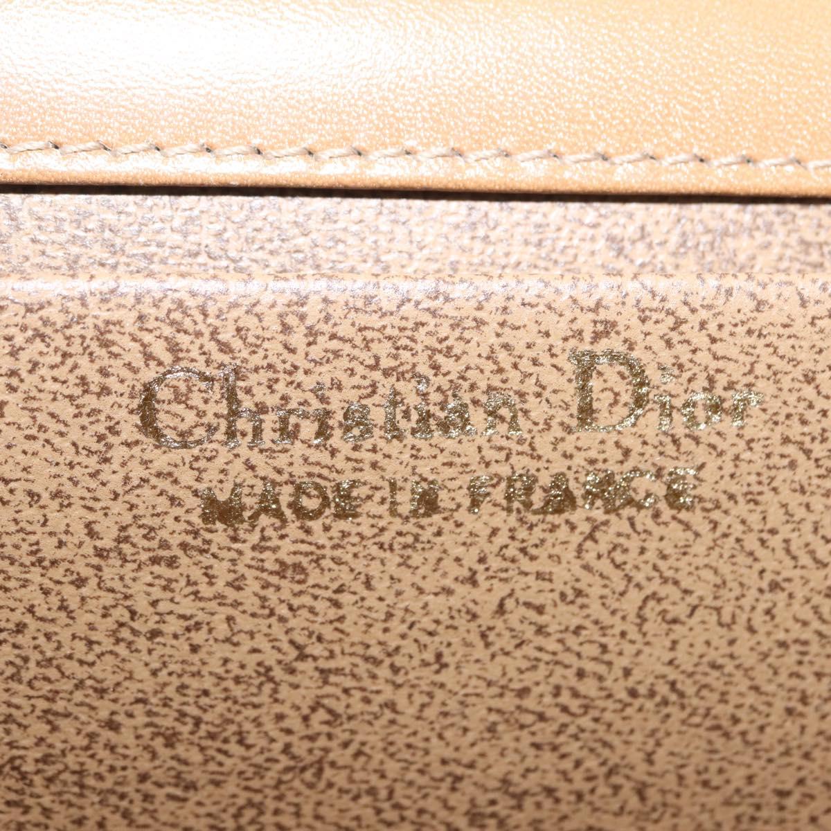 Christian Dior Chain Shoulder Bag Leather Beige Gold Auth BA7308