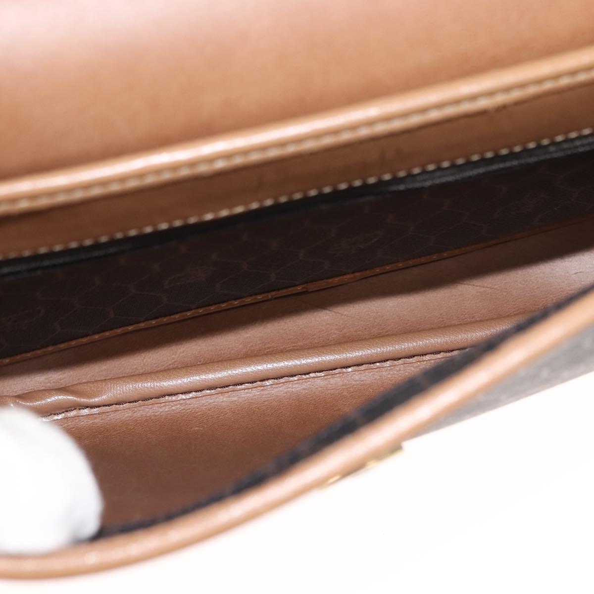 Christian Dior Honeycomb Canvas Shoulder Bag PVC Black Gold Auth BA7309