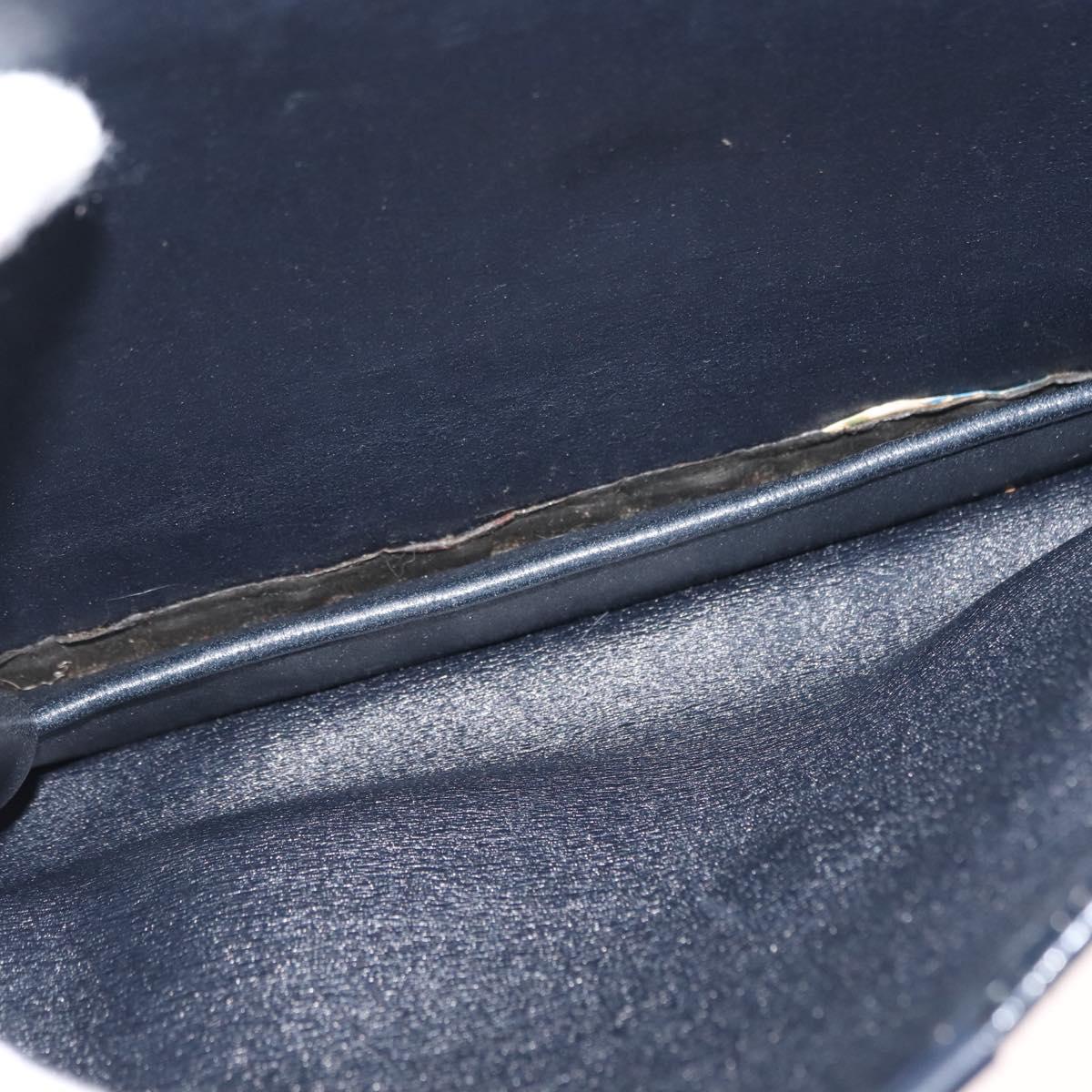 Christian Dior Trotter Canvas Shoulder Bag Navy Gold Auth BA7312