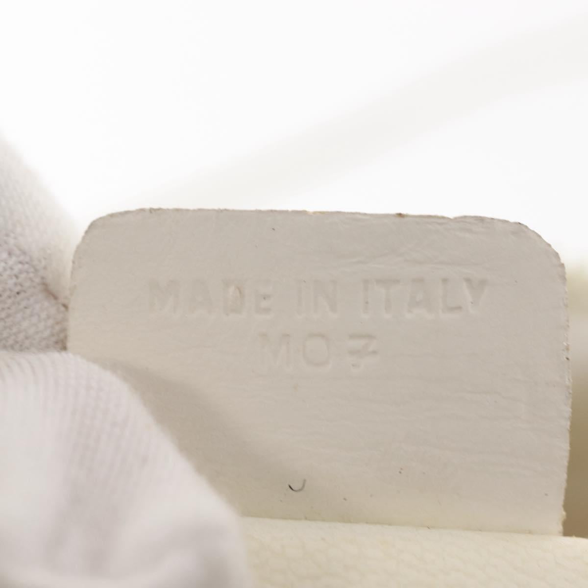 CELINE Shoulder Bag Leather White Gold Auth BA7313