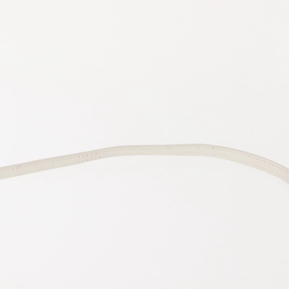 CELINE Shoulder Bag Leather White Gold Auth BA7313