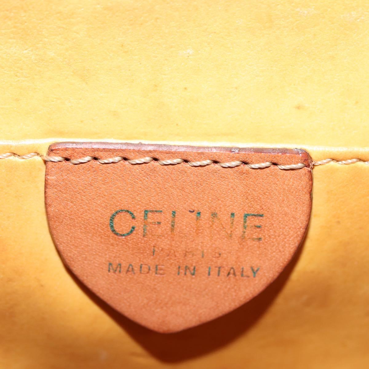 CELINE Macadam Canvas Shoulder Bag PVC Leather Brown Gold Auth BA7314