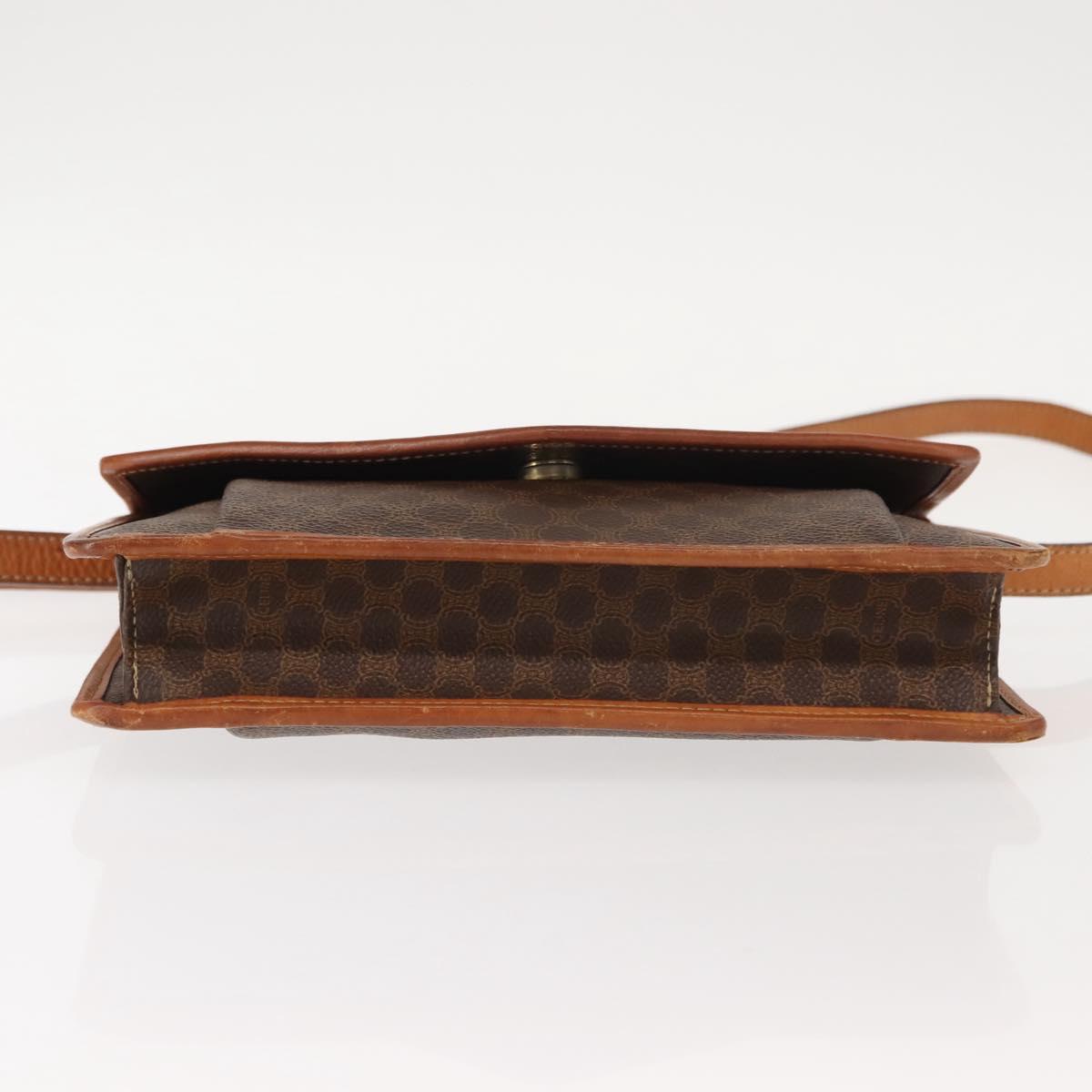 CELINE Macadam Canvas Shoulder Bag PVC Leather Brown Gold Auth BA7314