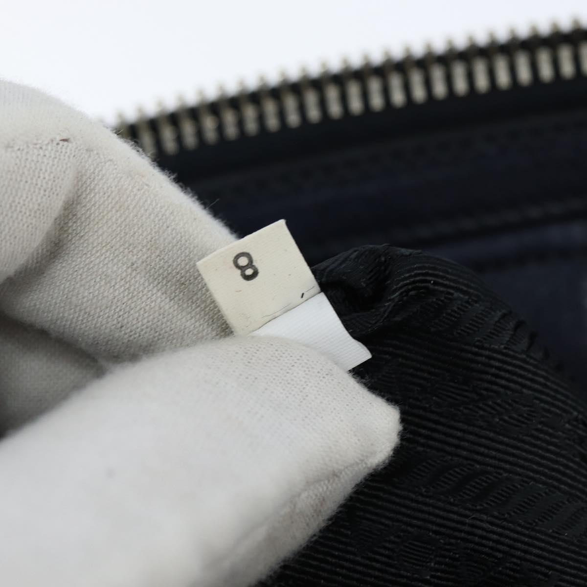 PRADA Hand Bag Leather 2way Navy Gold Auth BA7315