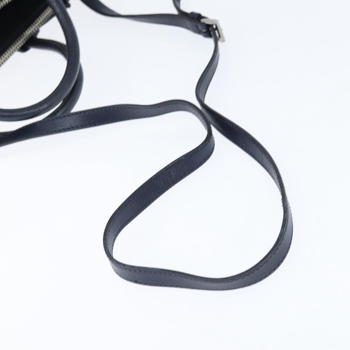 PRADA Hand Bag Leather 2way Navy Gold Auth BA7315