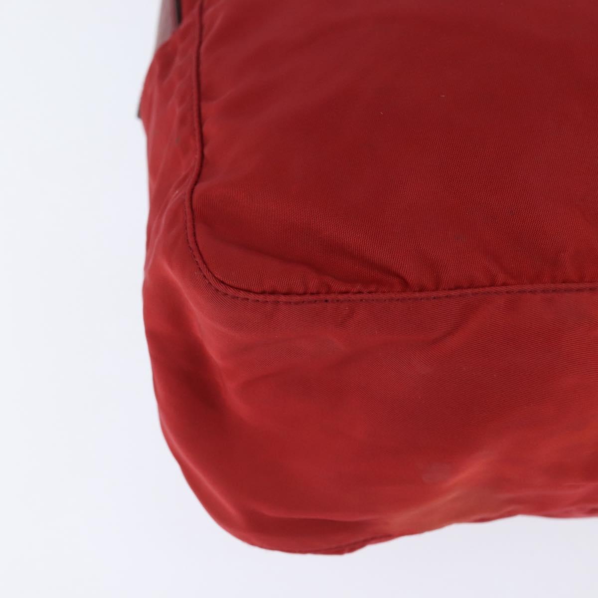 PRADA Shoulder Bag Nylon Red Silver Auth BA7316