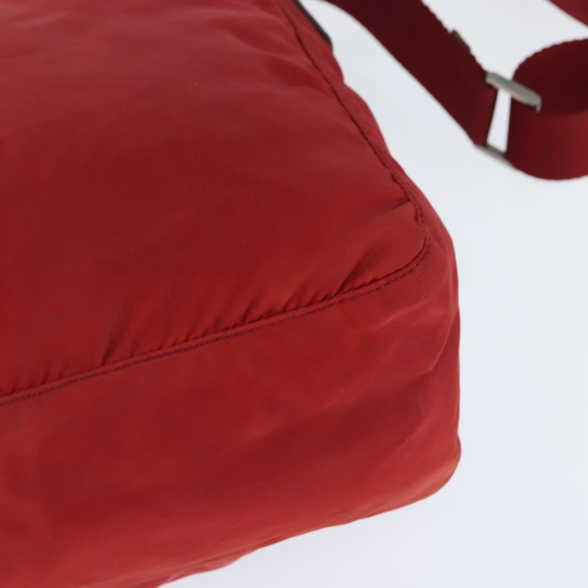 PRADA Shoulder Bag Nylon Red Silver Auth BA7316