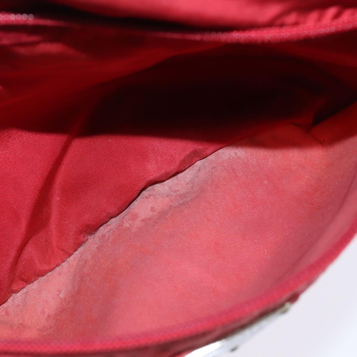 PRADA Shoulder Bag Nylon Red Silver Auth BA7316