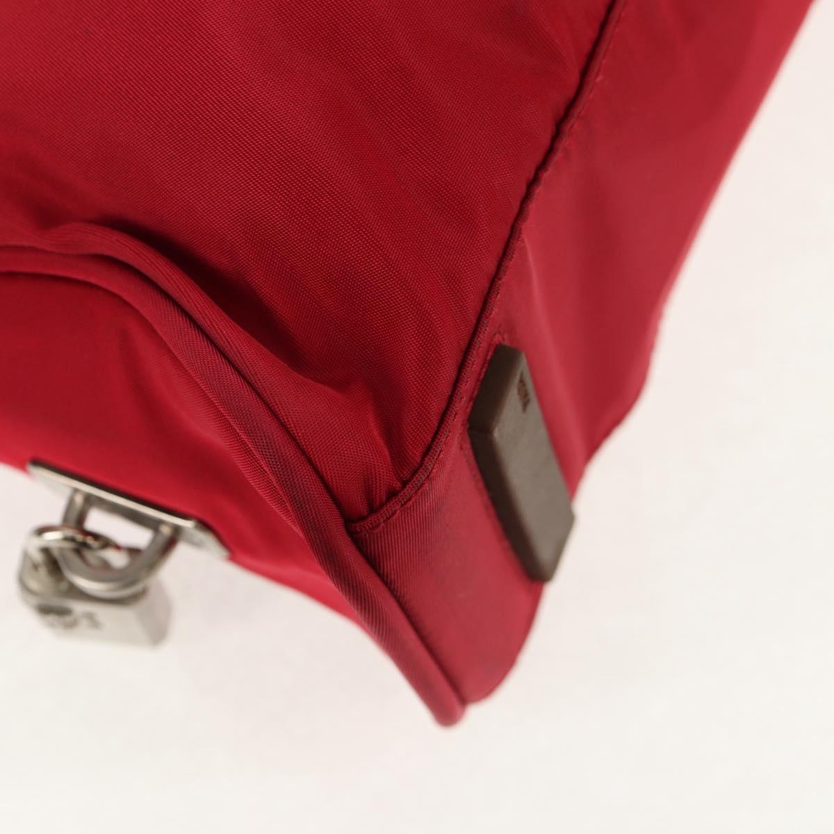 PRADA Shoulder Bag Nylon Red Silver Auth BA7317V